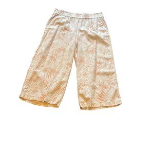 Womens Tropical Print Wide-Leg Cropped Pants By Land N Sea Size L Lightweight Li